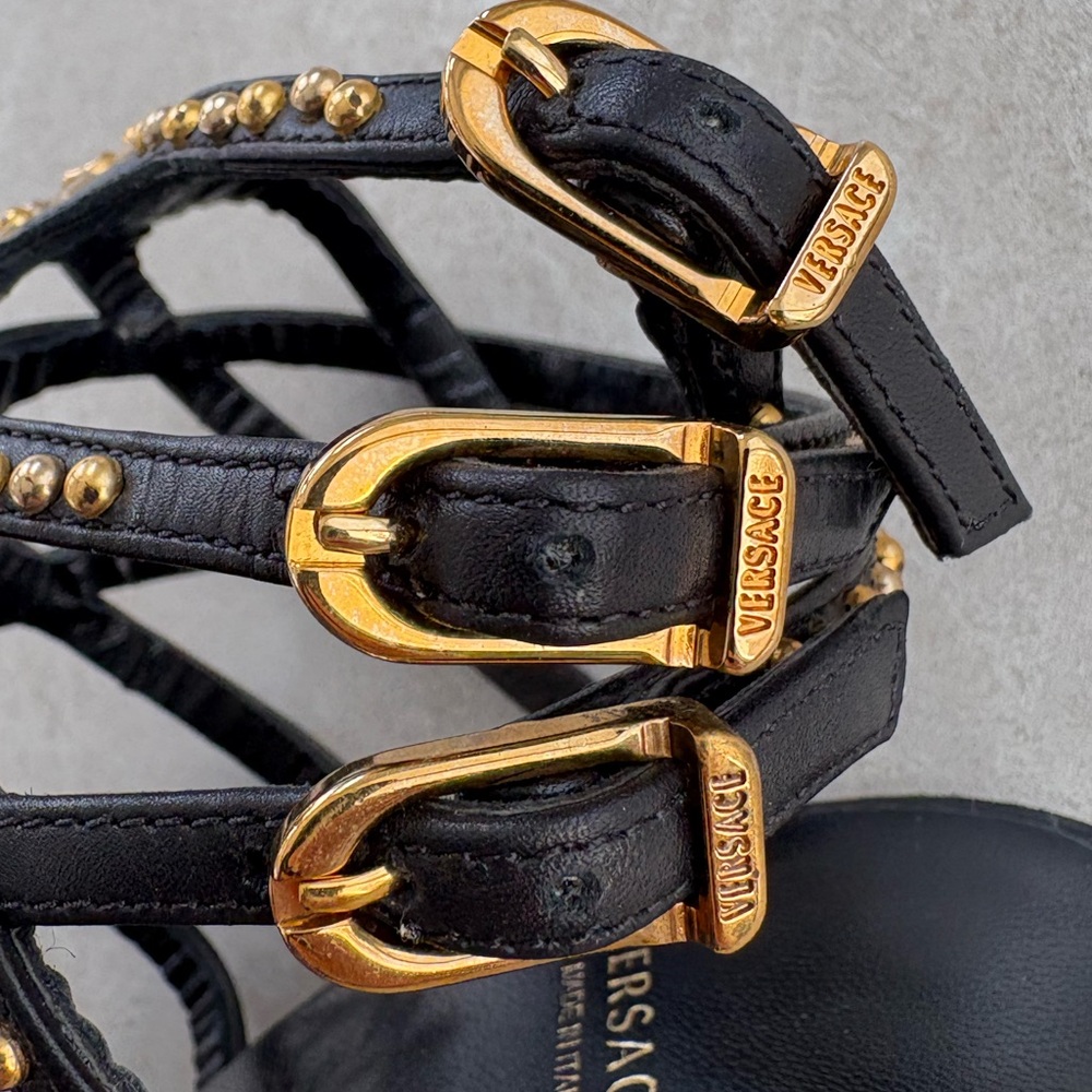 Versace Black Heels with Gold Studs - Picture 8 of 8